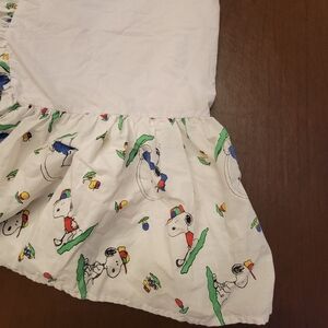 VTG Peanuts by Quiltex Snoopy Woodstock Golfing Baby Crib Dust Ruffle Bedding